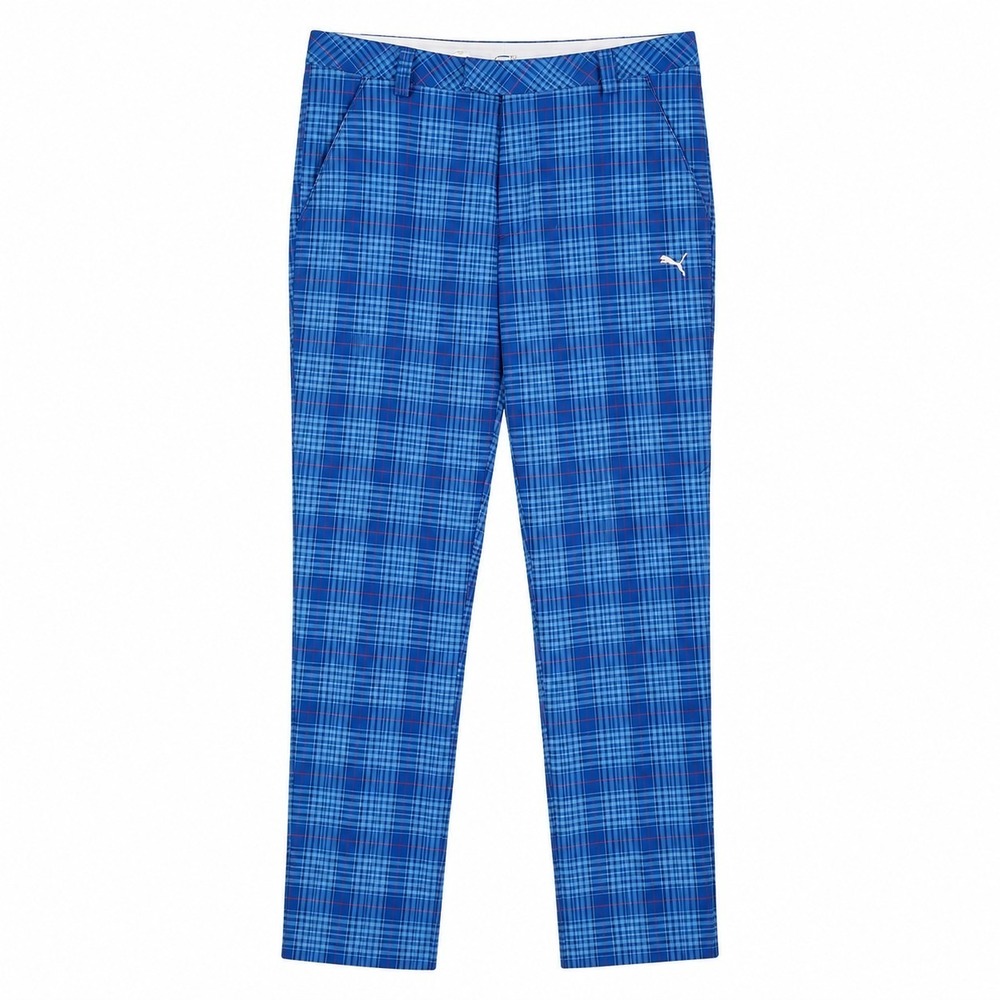 PUMA Sport Lifestyle Cobra Golf Pant Men Sz 36x30 Blue Red Plaid Grip Waistband